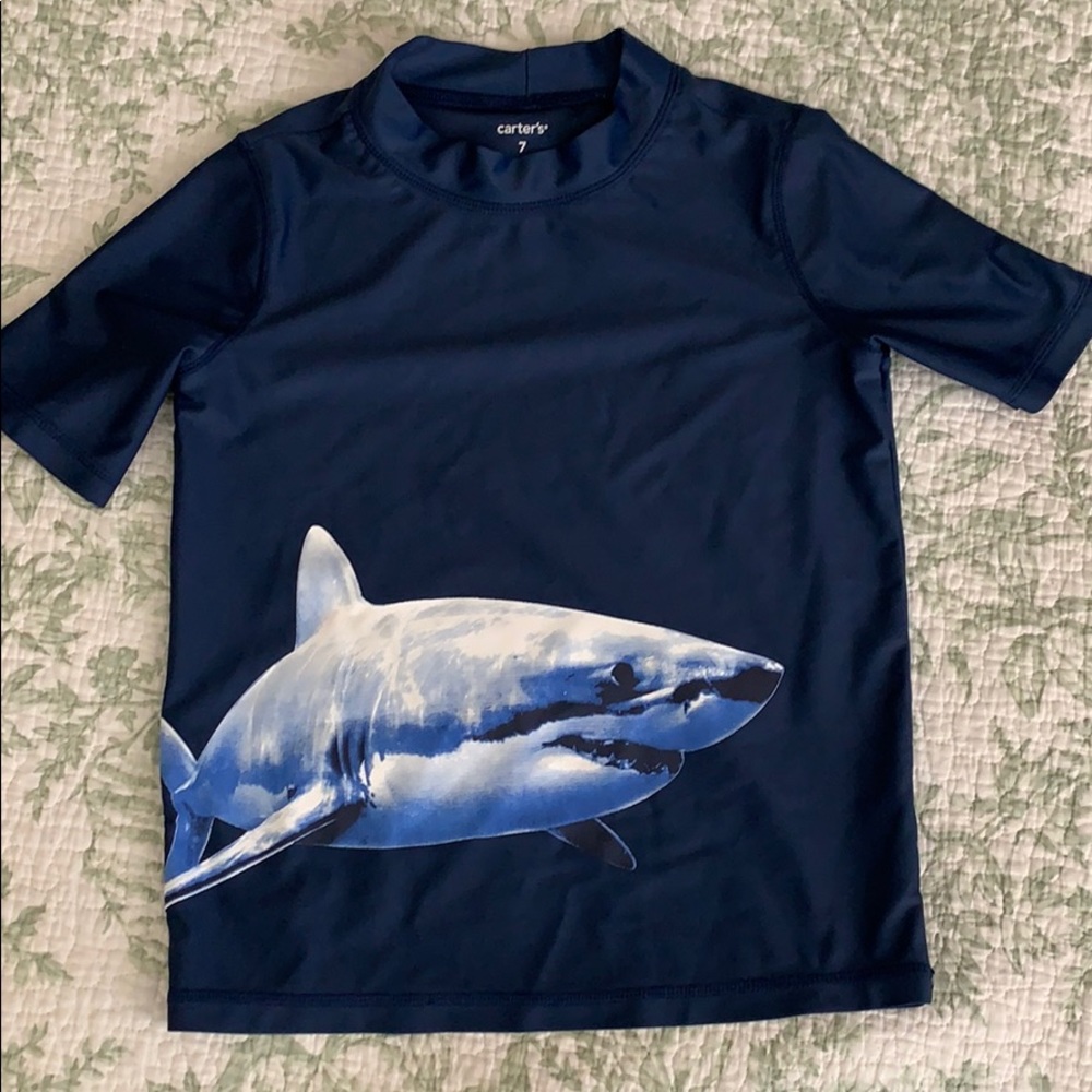 Carters boys shark swim shirt rash guard sz 7